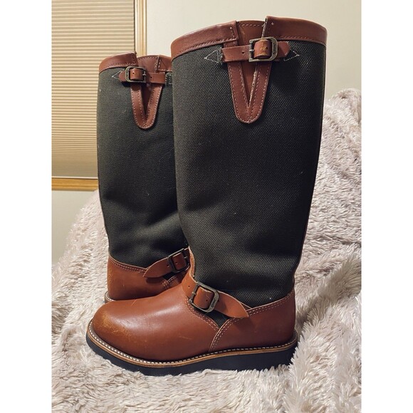 CHIPPEWA Women’s Tall Pull On Brown Leather SNAKE Boots L23913 Sz 8.5M EUC - Picture 1 of 12
